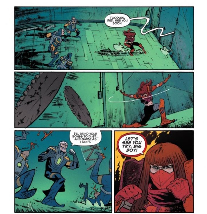 Red Rogue getting ready to fight in Rogues' Gallery #2