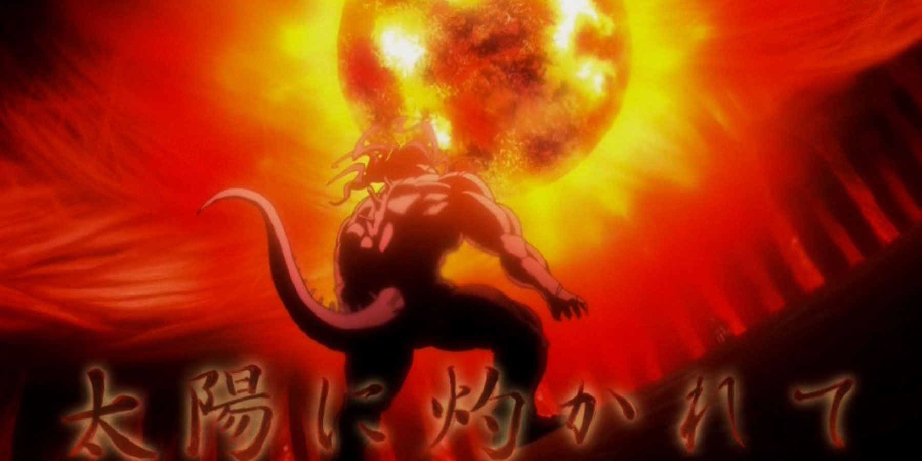 Feitan's special attack in Hunter x Hunter, Rising Sun, about to decimate an opponent.