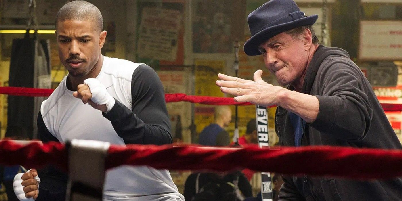 Rocky training Adonis in the ring in Creed.
