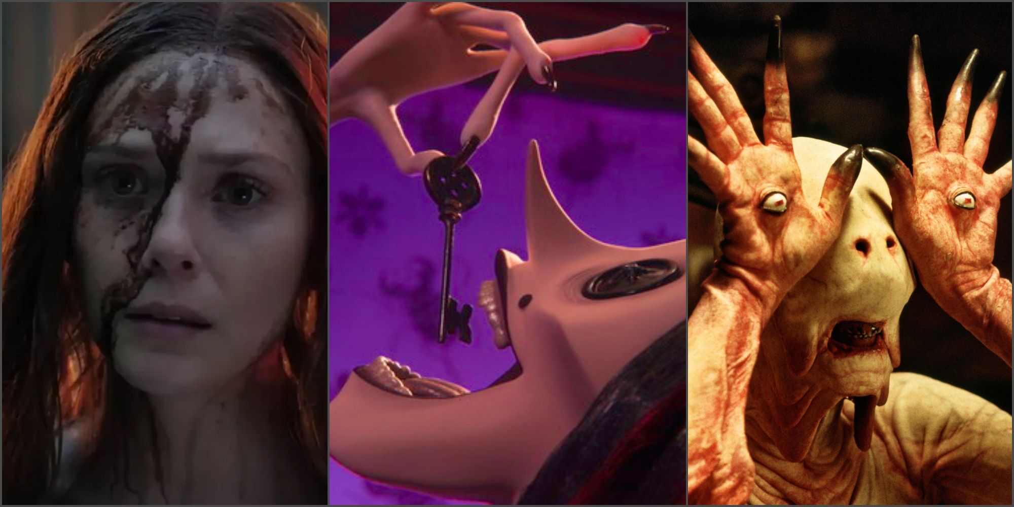 Wanda Maximoff in Doctor Strange In The Multiverse Of Madness, The Other Mother in Coraline, and The Pale Man in Pan's Labyrinth