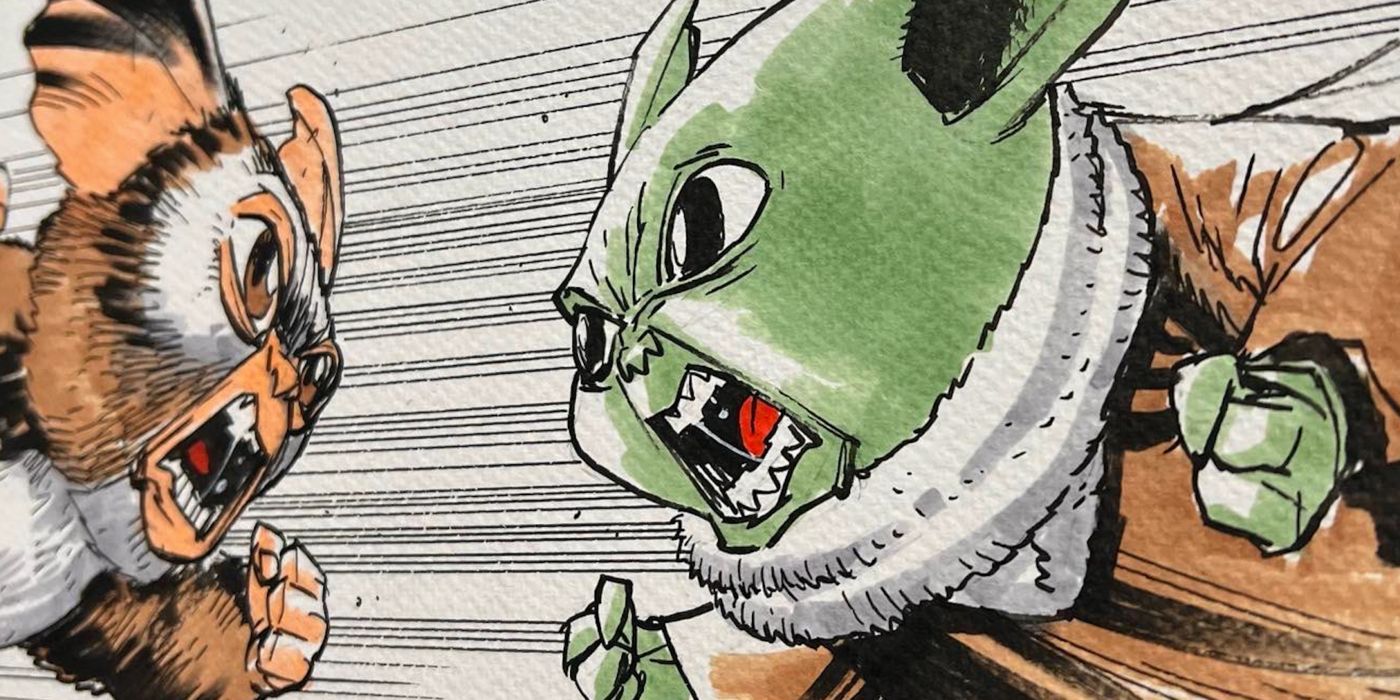 Gremlin's Gizmo and Star Wars' Grogu Clash in Invincible Artist's Fan Art