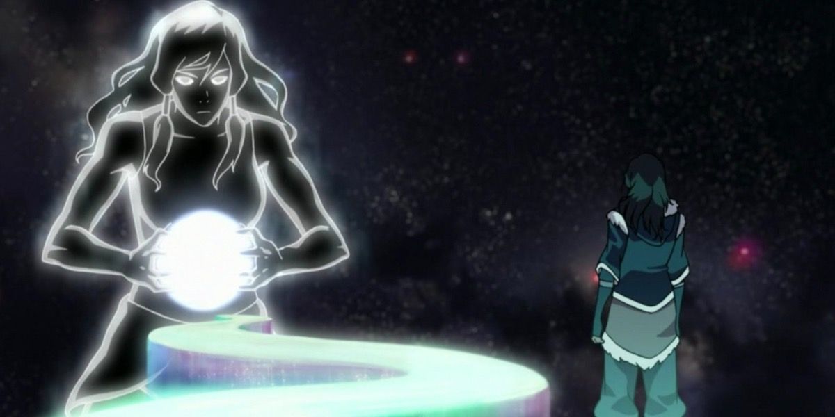 Korra enters her Avatar State in The Legend of Korra
