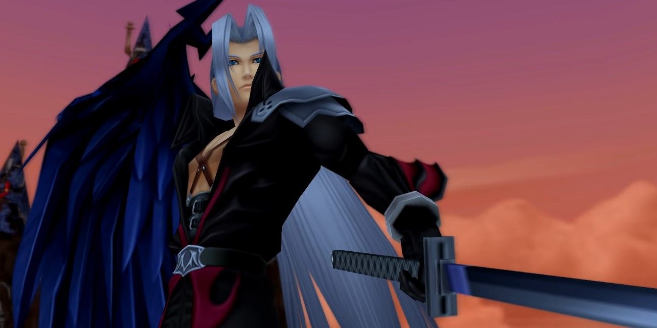 Sephiroth from Kingdom Hearts 2 with swords drawn