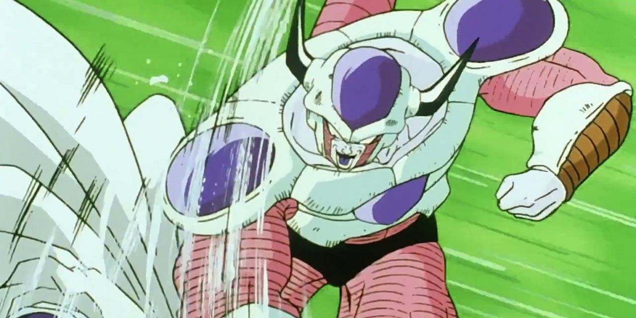 Second Form Frieza punching Piccolo in Dragon Ball Z
