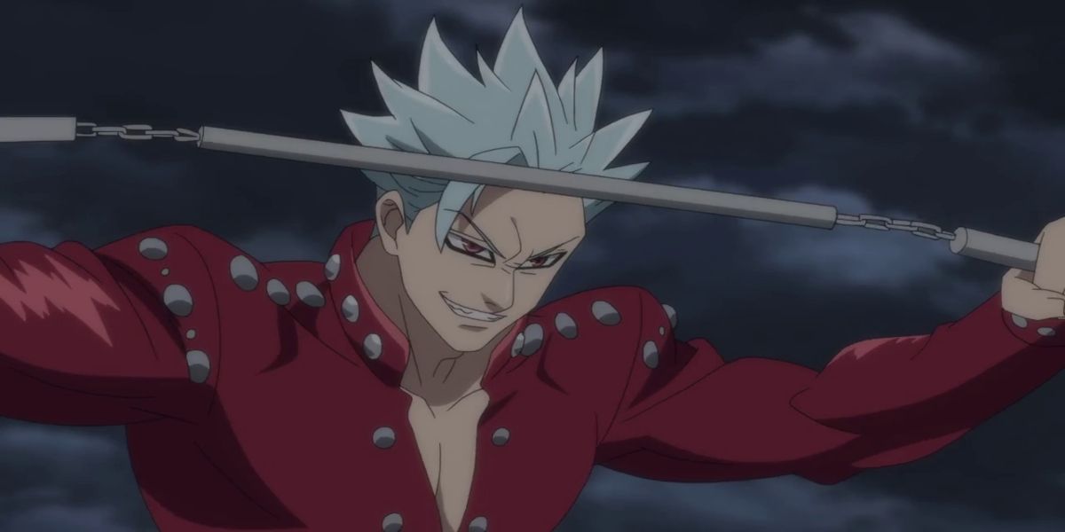 Seven Deadly Sins - Ban sosteniendo nunchakus con ambas manos