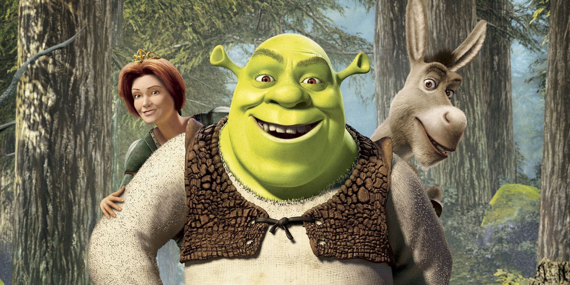 Shrek, Princess Fiona, and Donkey in DreamWorks' Shrek