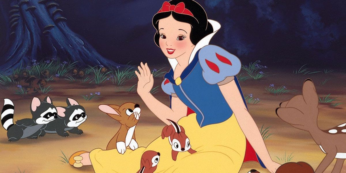 Snow White talking to the forest animals In Snow White And The Seven Dwarfs