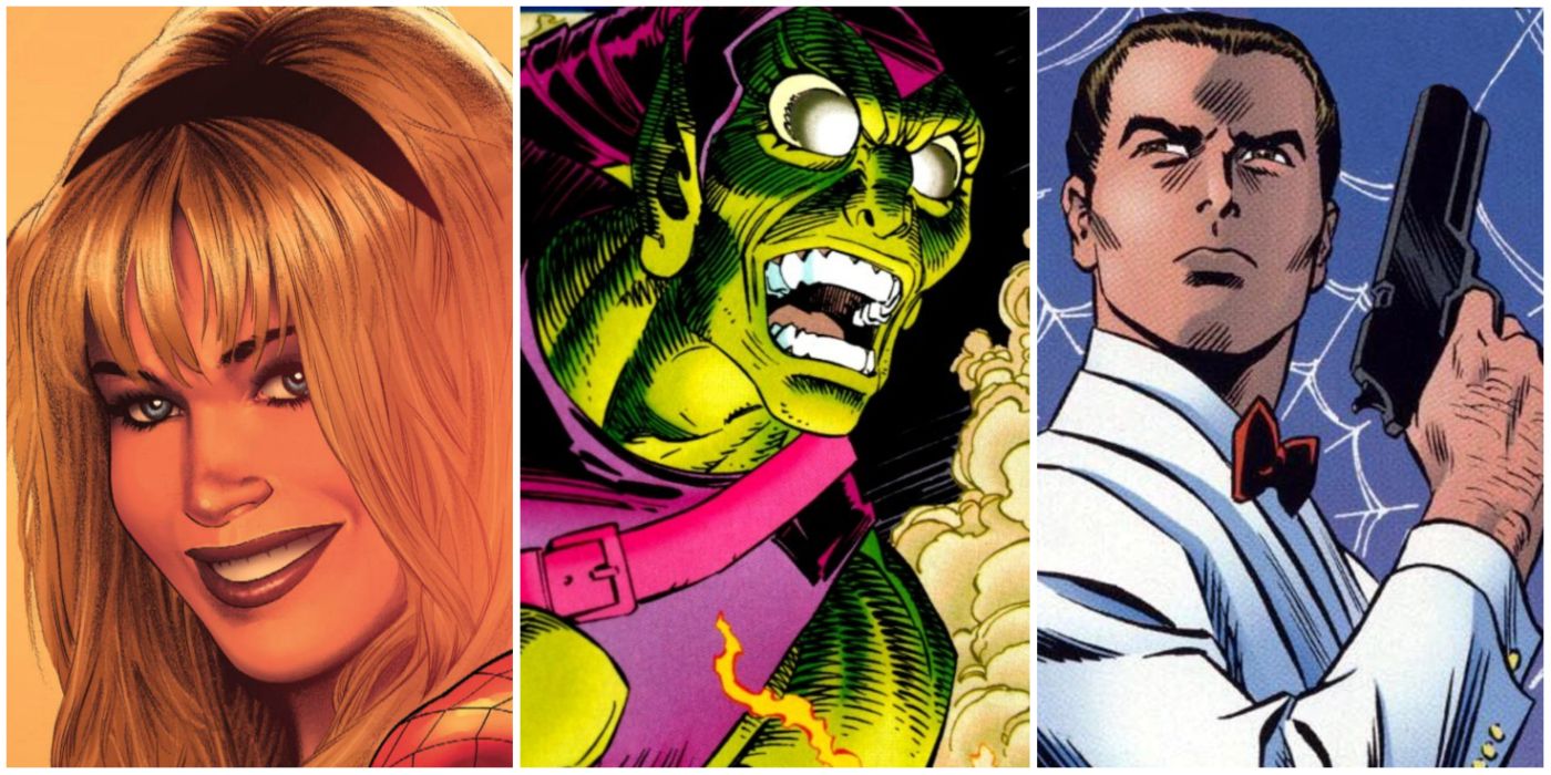 3 images side by side. Left: Gwen Stacy. Middle: Green Goblin. Right: Richard Parker. 