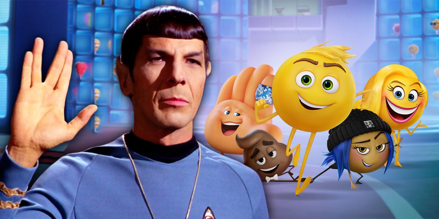 Spock with the Emoji Movie in Background