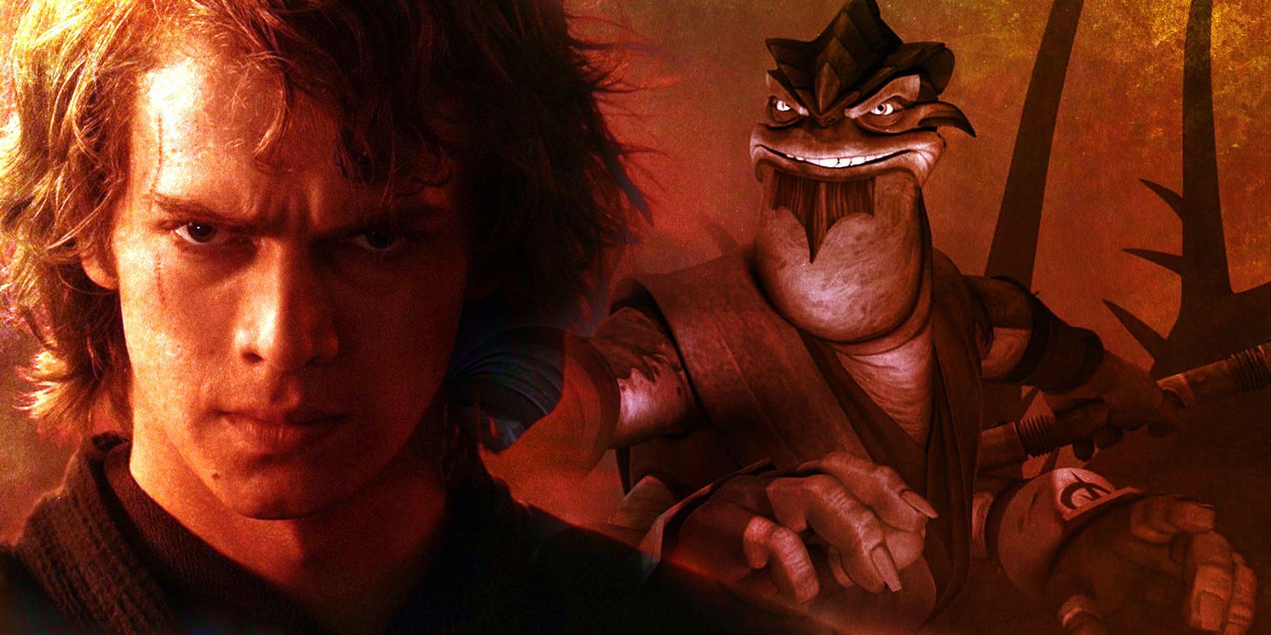 split image of Anakin skywalker and pong krell