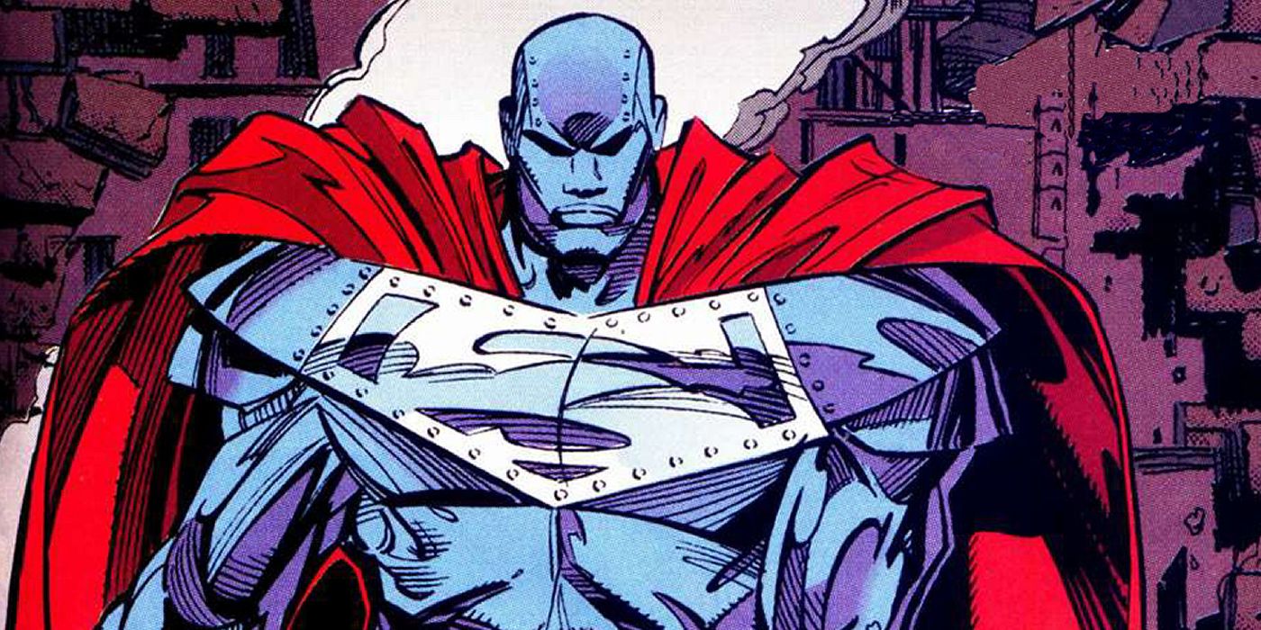 Steel, the DC Comics hero, walking forward.