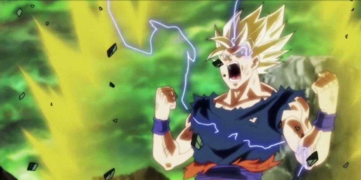 Super Saiyan 2 Goku powers up in Dragon Ball Super