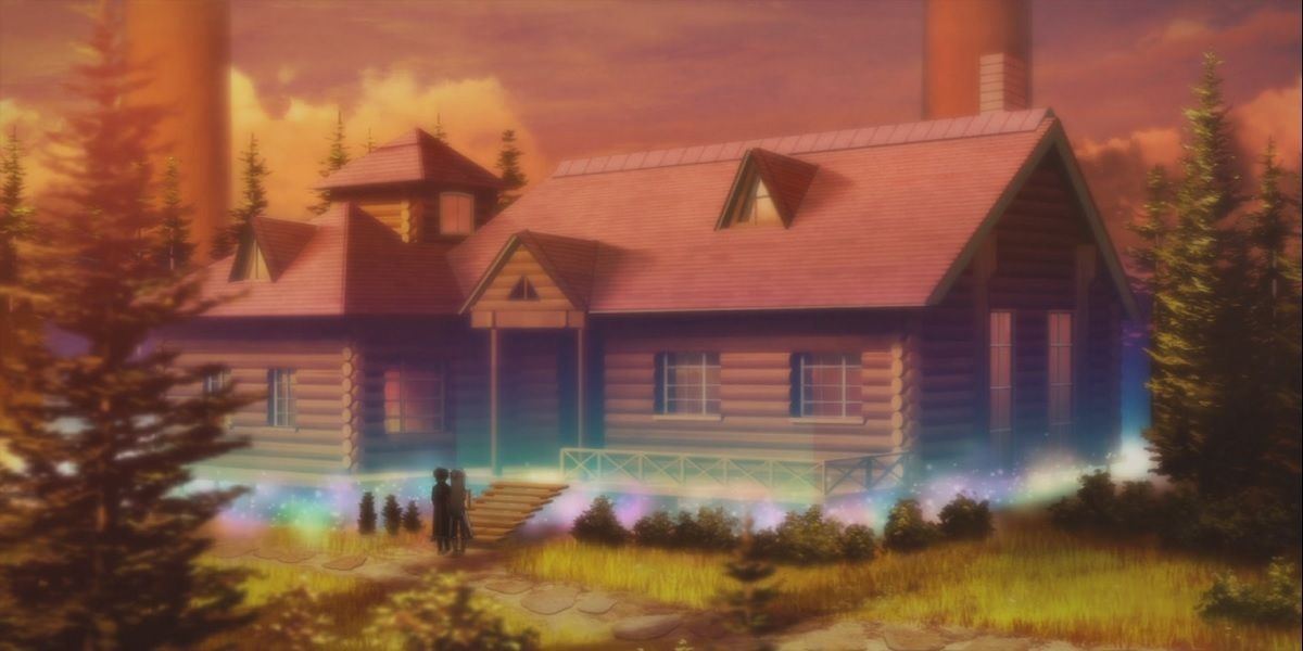 Kirito and Asuna purchasing a house in Sword Art Online.