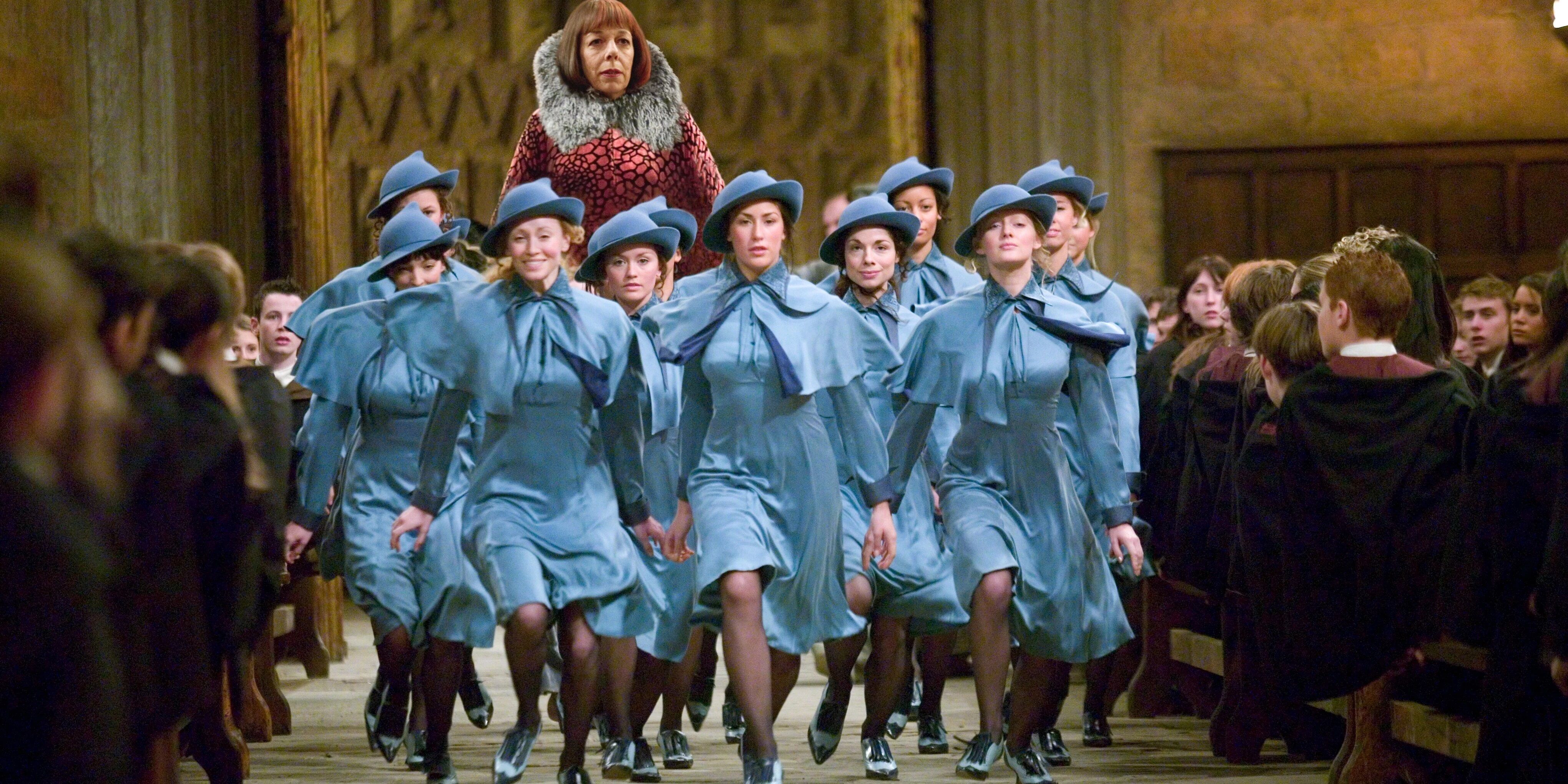The Beauxbatons arrive at Hogwarts in Harry Potter And The Goblet of Fire.