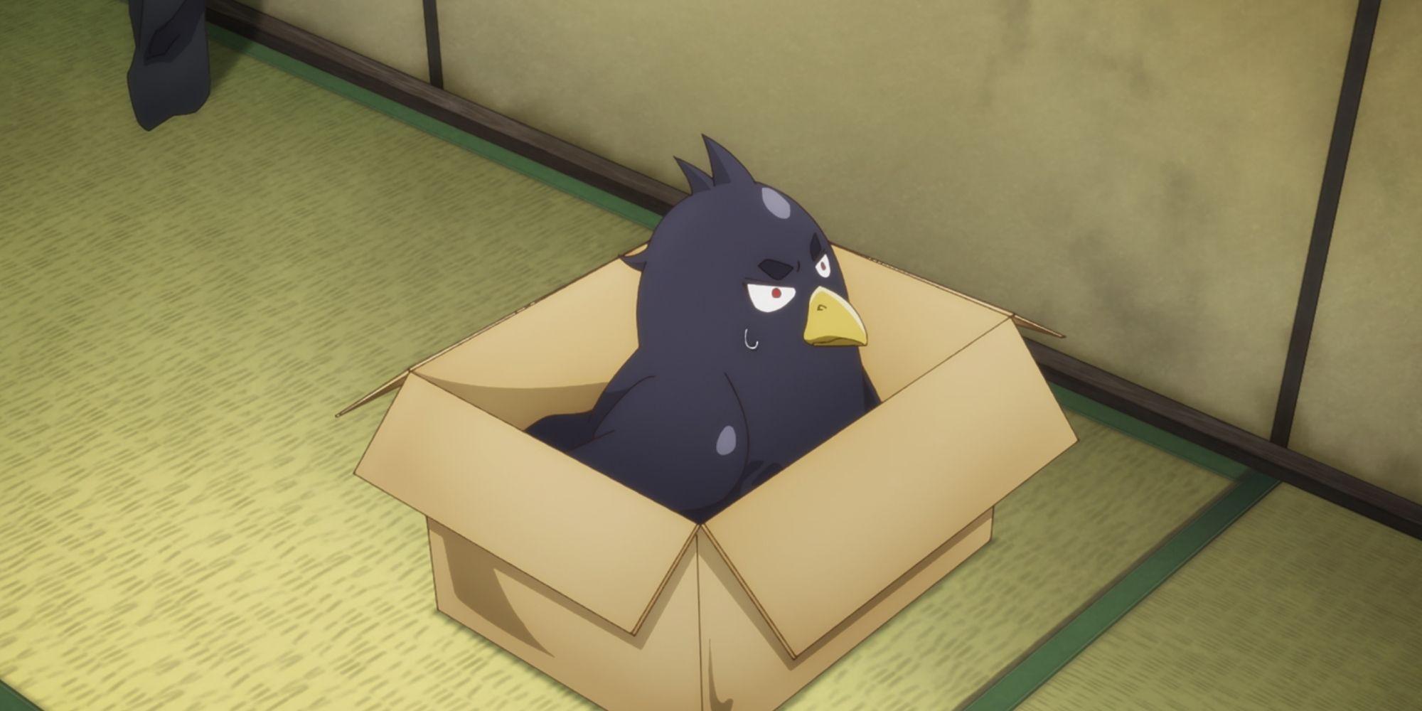 A disturbed Camio in crow form reveals shocking information in The Devil Is a Part-Timer.