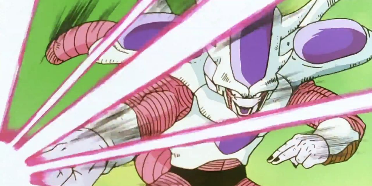 Third Form Frieza uses his Death Beam attack on Piccolo in Dragon Ball Z
