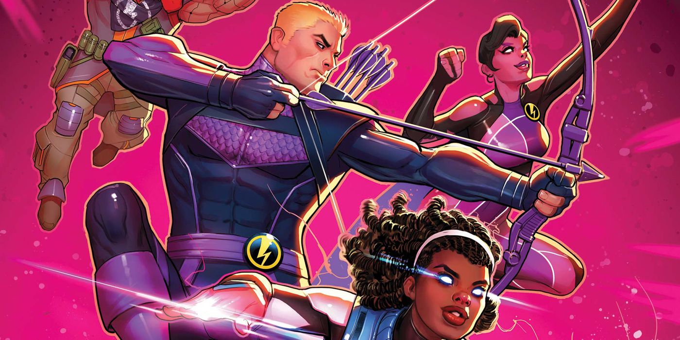 Hawkeye, Spectrum, and Monica Rambeau fly with the Thunderbolts