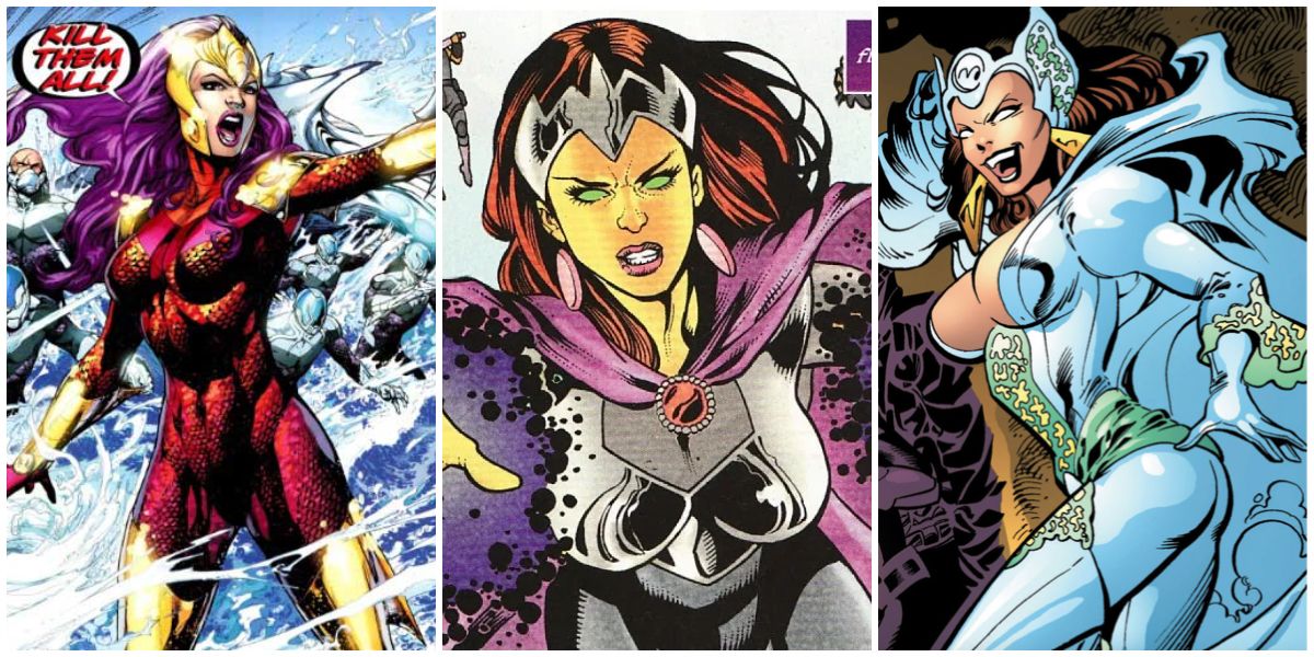 Worst Sisters in Comics – Siren, Blackfire, and Adrienne Frost comic characters side by side in collage image