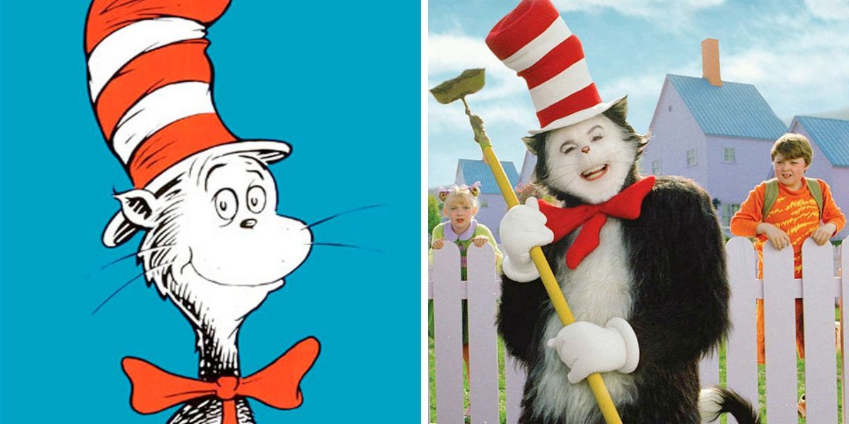 The Cat in the Hat (book version); The Cat in the Hat is holding a shovel (movie version) (The Cat in the Hat)