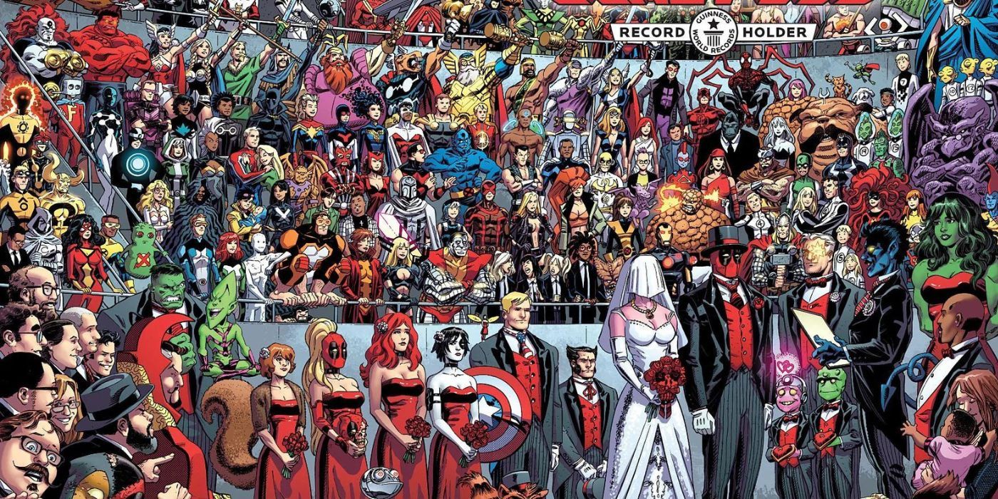 The Marvel Universe attends Deadpool's comic book wedding
