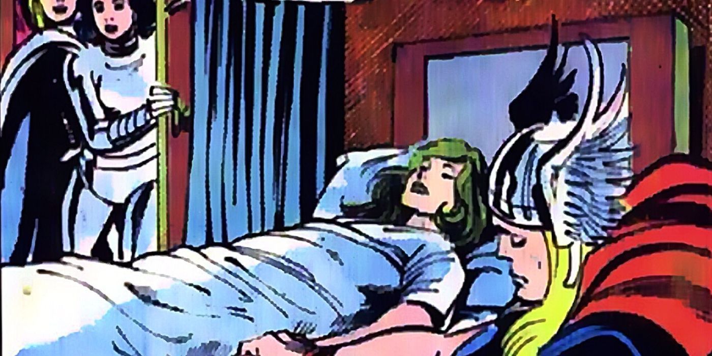 Thor sits by Jane Foster's hospital bed in Marvel Comics