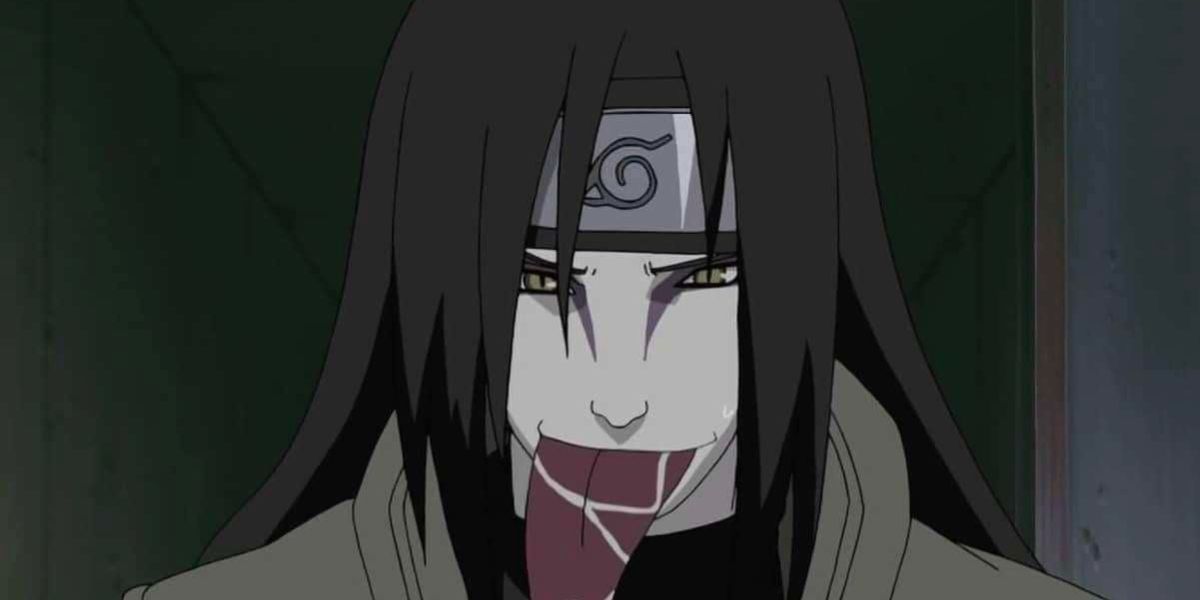 Orochimaru sticking out his long, snake-like tongue (Naruto)