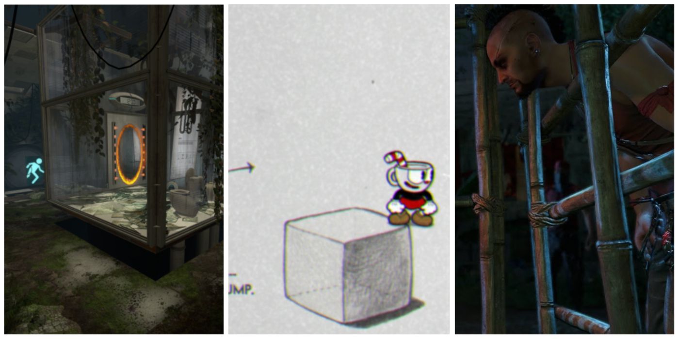 Video Games Best Tutorial Levels Portal 2 Cuphead Far Cry 3 Trio Header