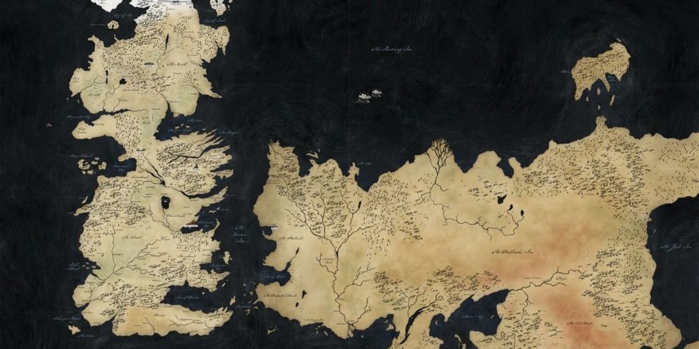 Map of Westeros and Essos in Game of Thrones