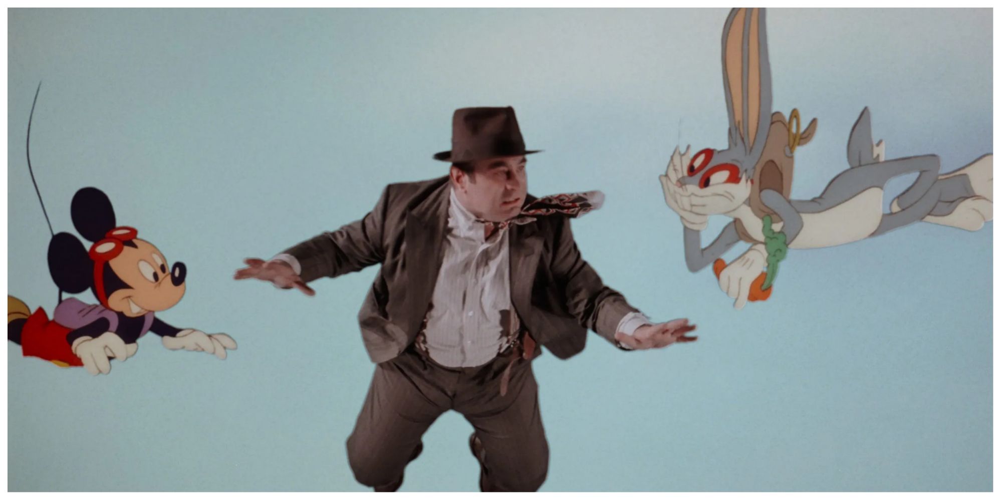Eddie Valiant Bugs Bunny and Mickey Mouse In Who Framed Roger Rabbit