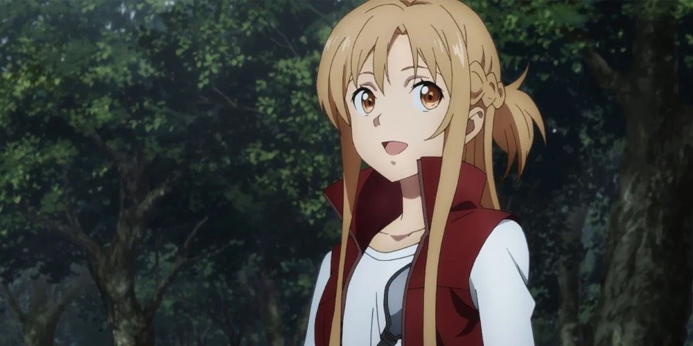Yuuki Asuna standing in the forest in casual clothes from Sword Art Online