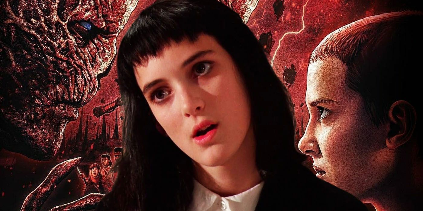 Winona Ryder as Lydia Deetz from Beetlejuice is featured next to Milly Bobby from Stranger Things.