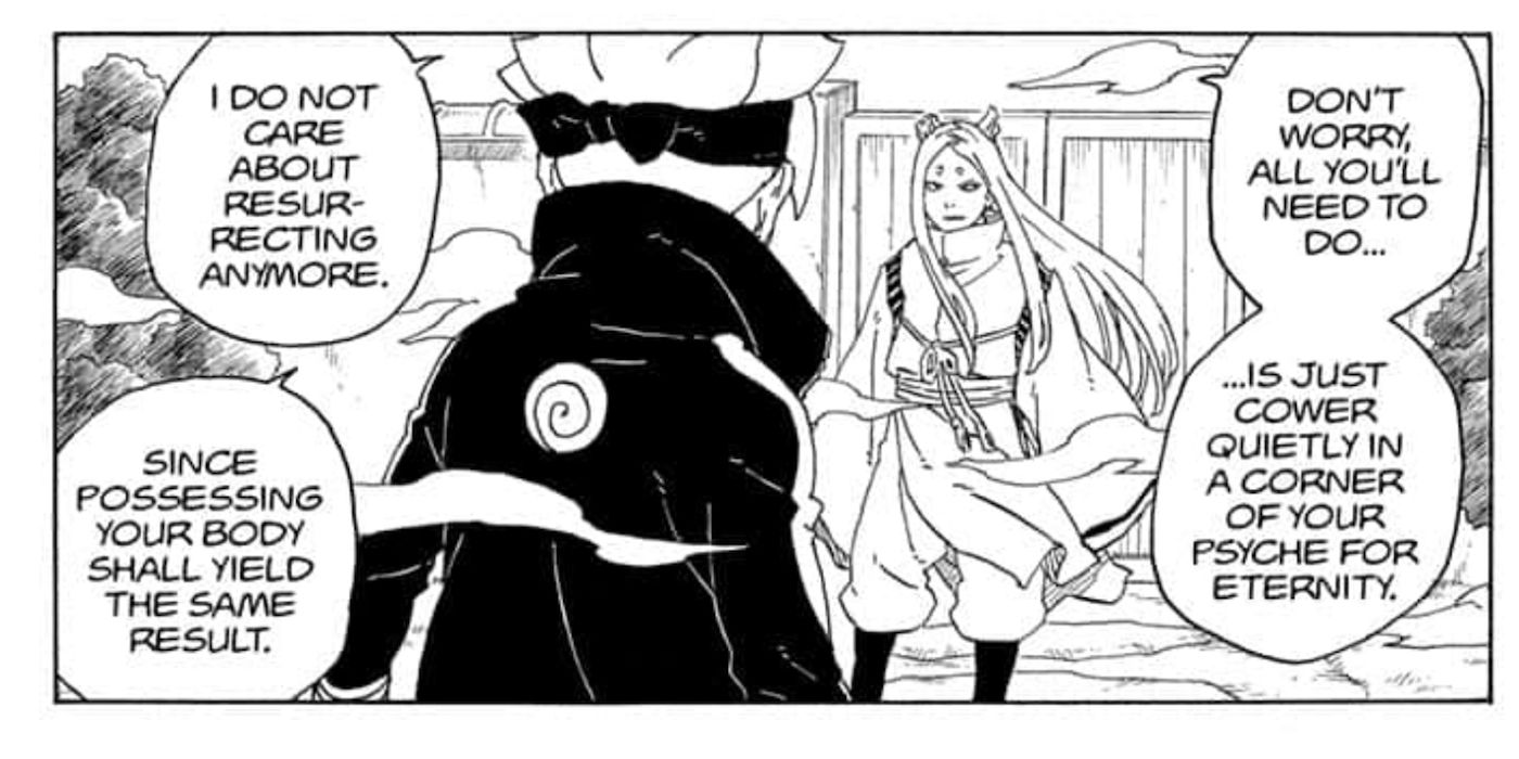 Momoshiki is looking to possess and pretend to be Boruto 