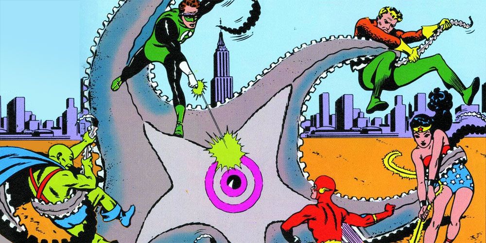 The Justice League of America battling Starro in their first appearance