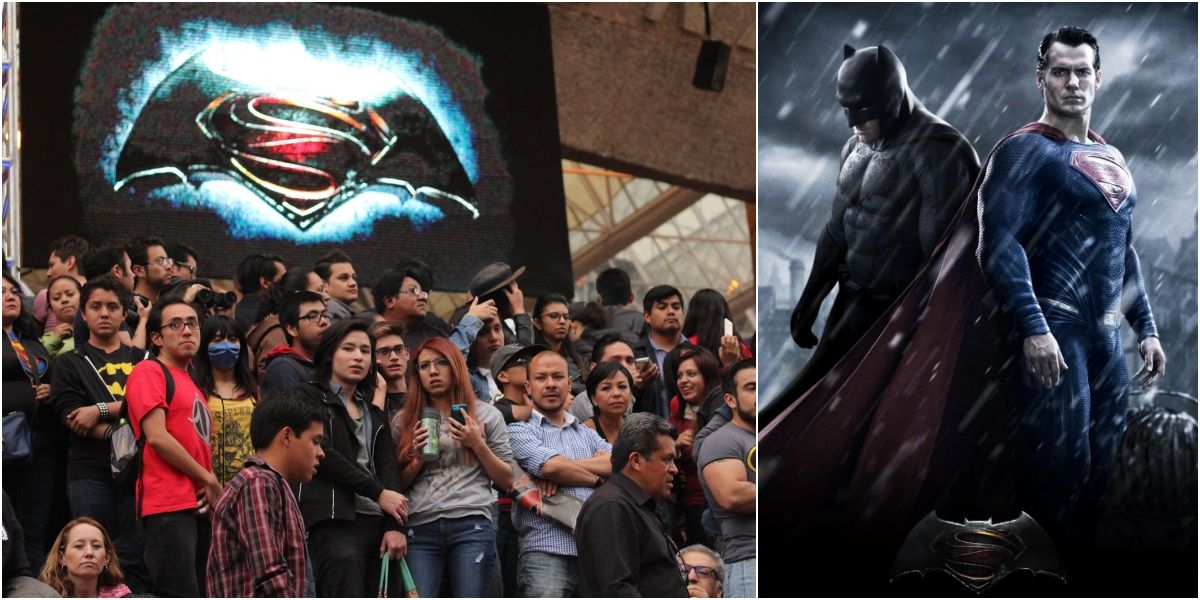 Batman v Superman fans at premiere and fan made teaser poster