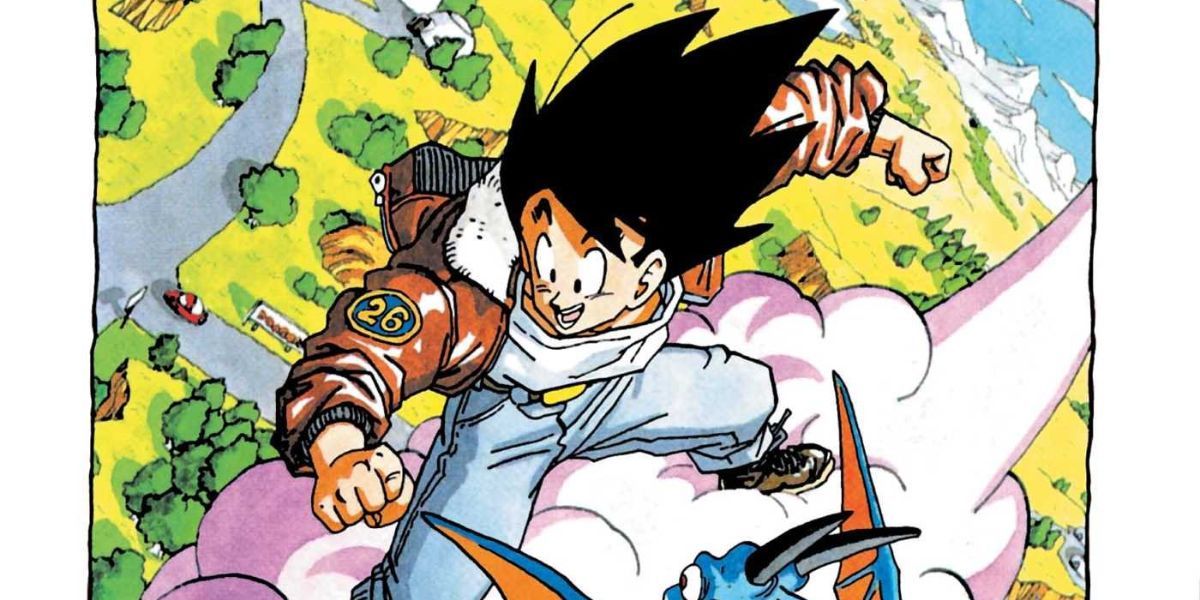 Goku riding the flying Nimbus in Dragon Ball.