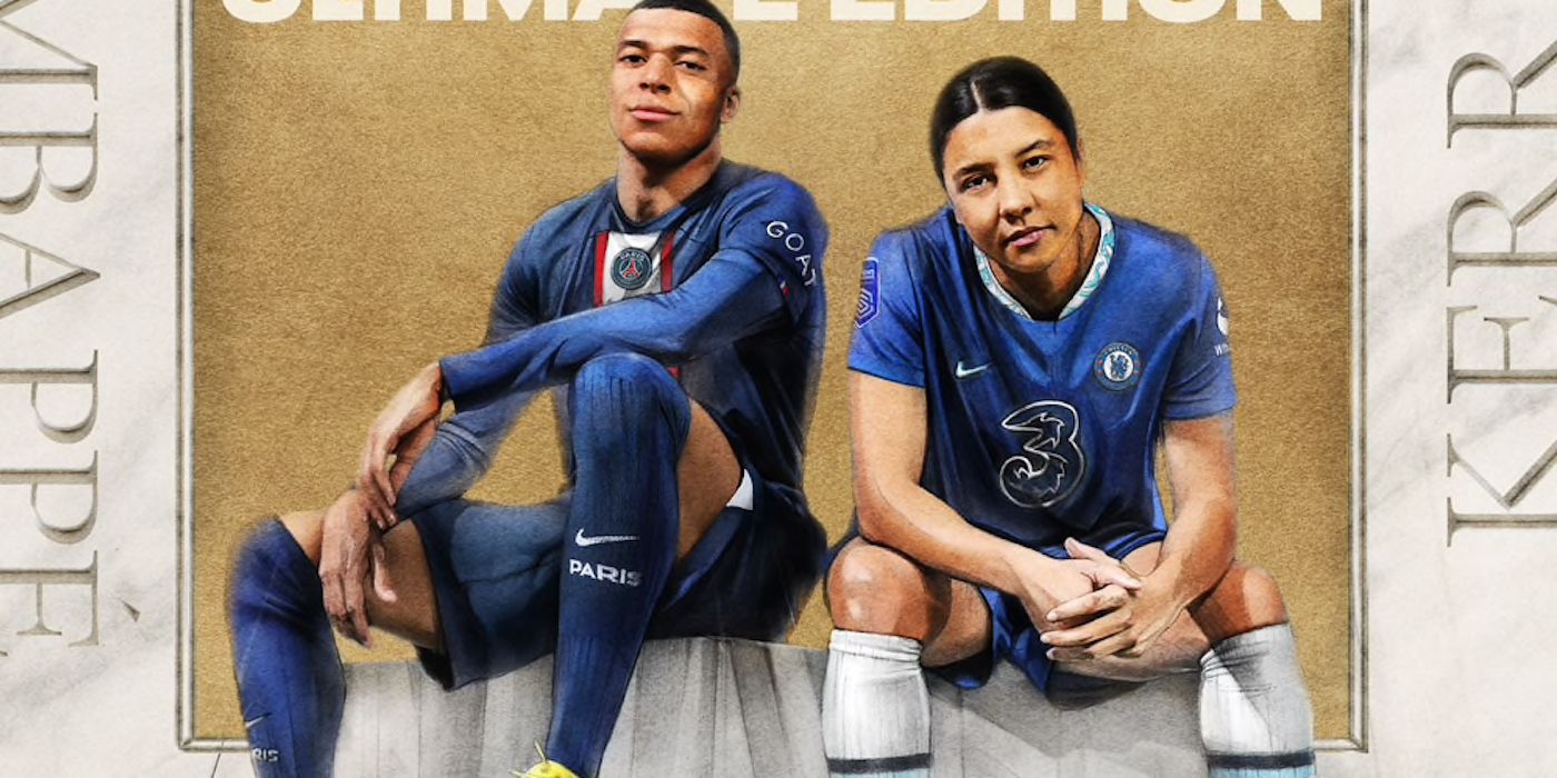 A male and female FIFA star posing for the camera