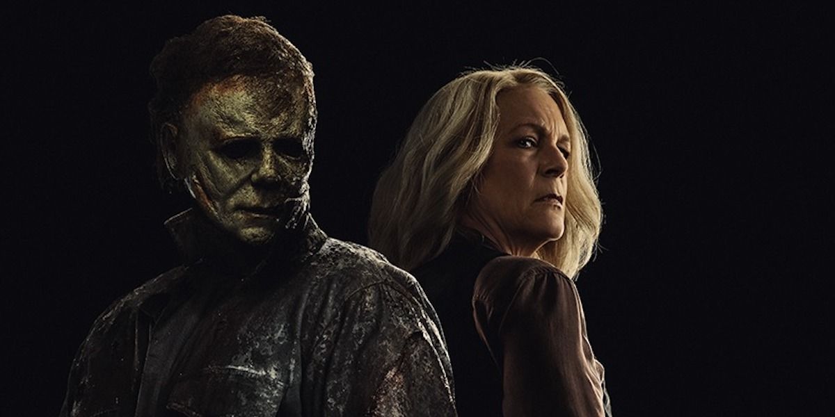 Halloween Ends poster, featuring Michael Myers & Laurie Strode