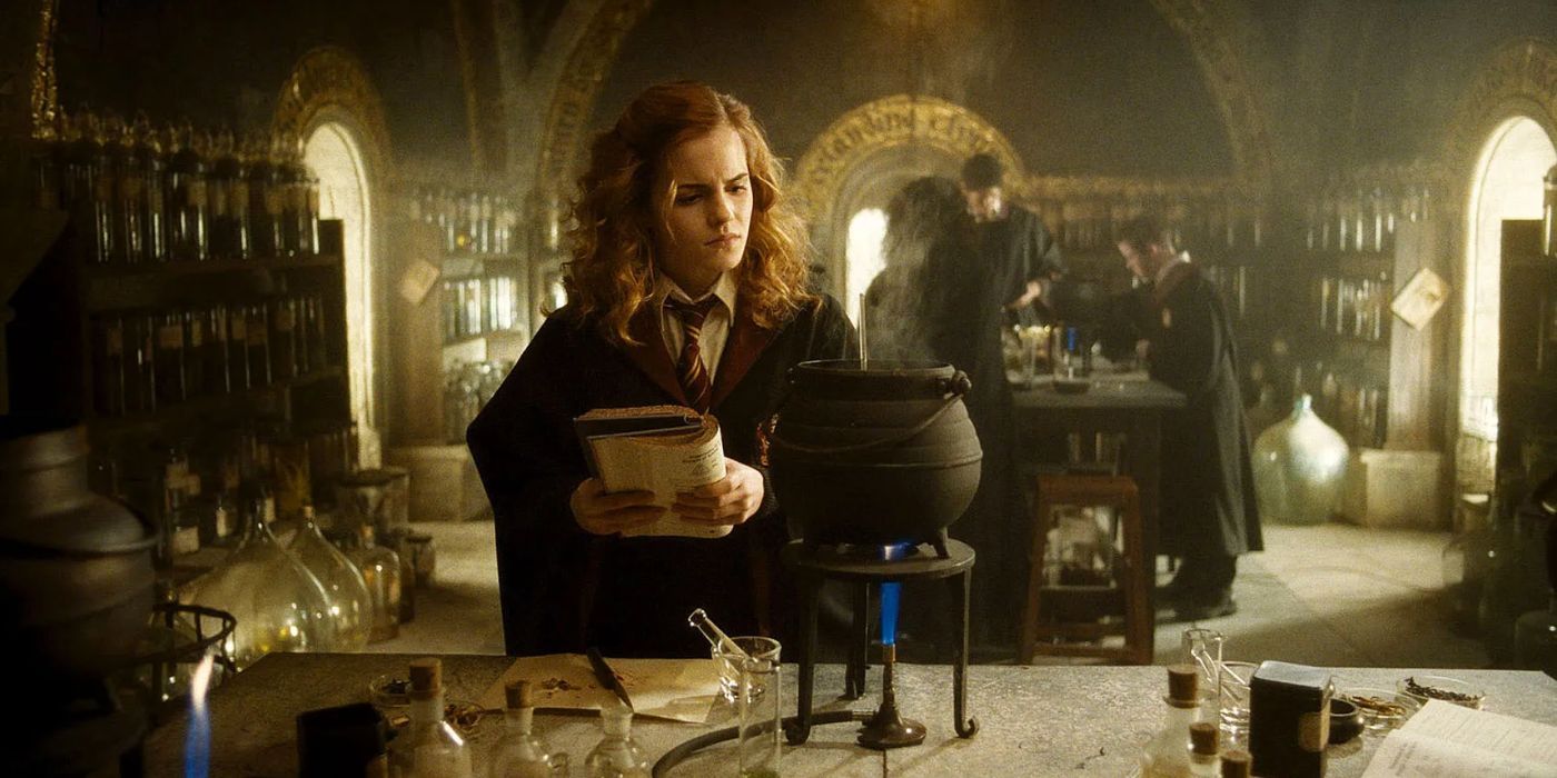 Hermione in Potions class in Harry Potter.