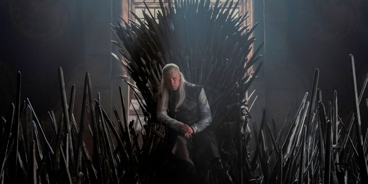 Daemon Targaryen sat on the Iron Throne in House of the Dragon