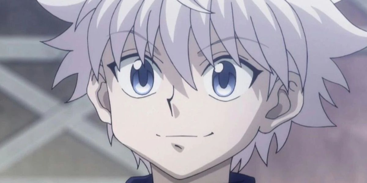 Killua smiling in Hunter X Hunter.