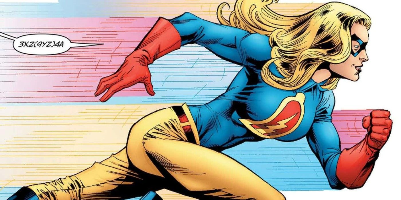 Jesse Quick takes off at full speed in a DC Comics panel