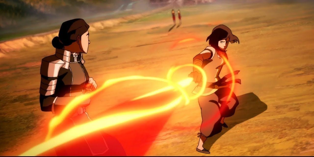 Korra vs Kuvira in The Legend of Korra.