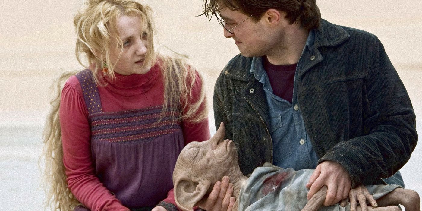 Luna helps Harry bury Dobby at Shell Cottage in Harry Potter.