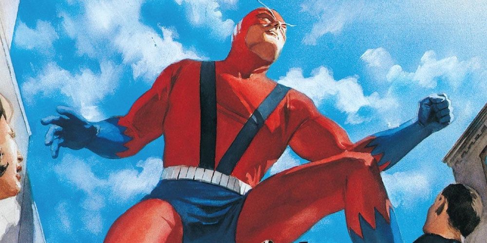 Giant-Man striding over Manhattan from Alex Ross' Marvels