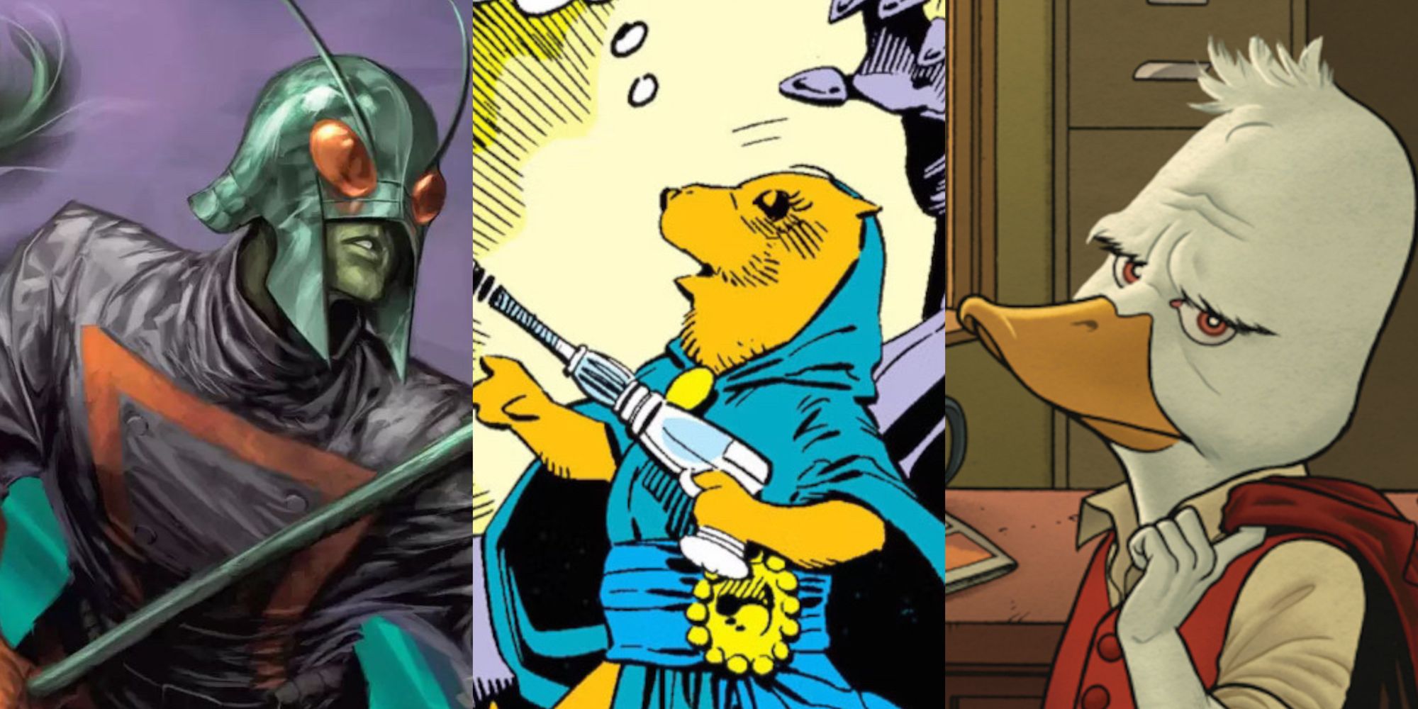 micronauts bug, lylla the otter, howard the duck