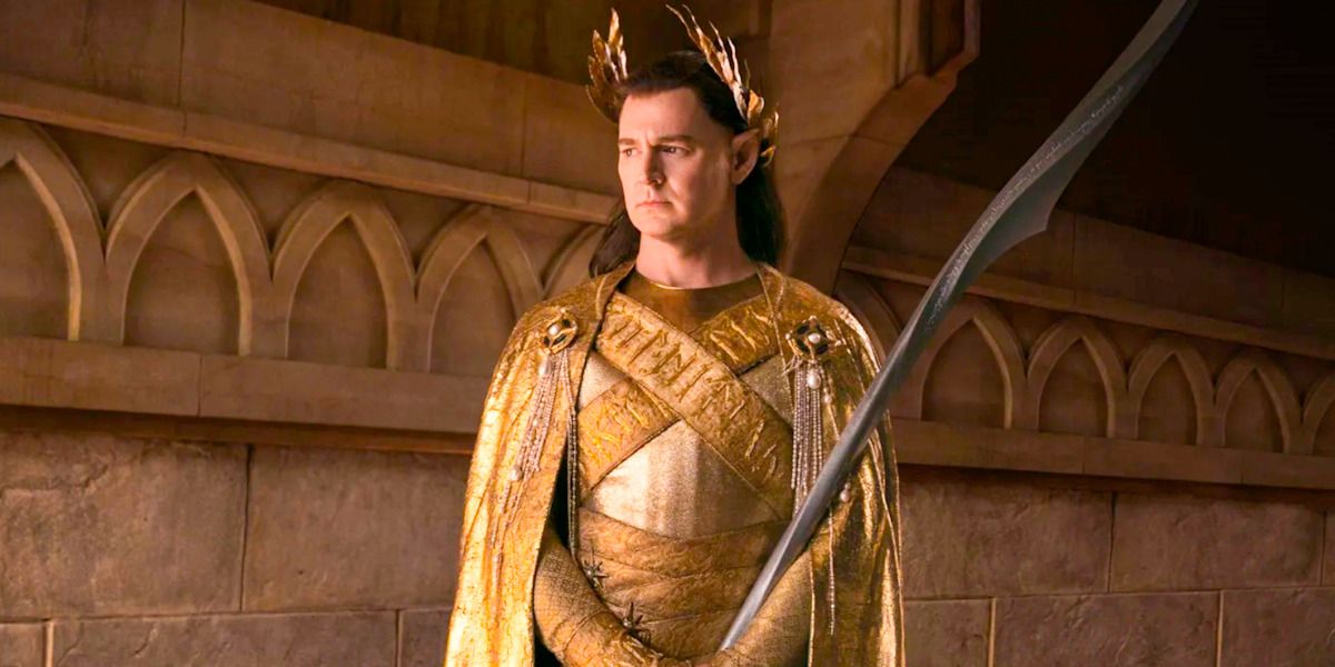 Gil-Galad from Lord of the Rings: Rings of Power holding his spear Aeglos.