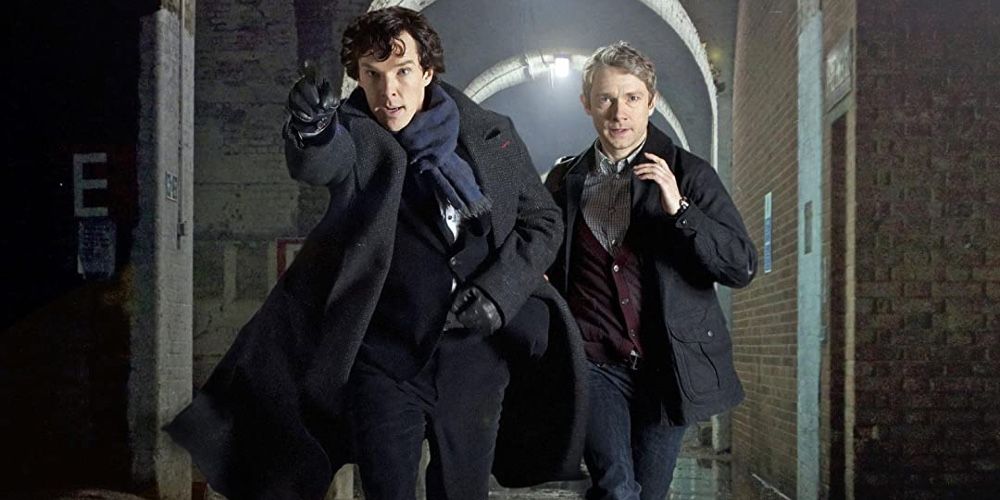 Sherlock Holmes and Dr. Watson running in Sherlock