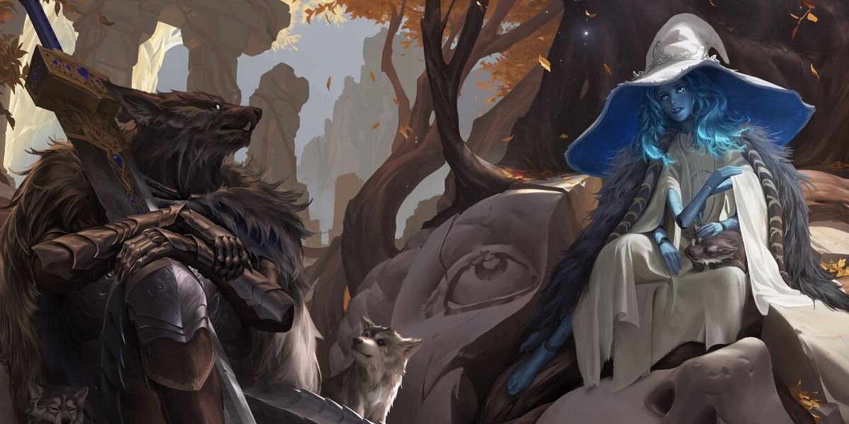 Stunning Elden Ring Fan Art Depicts Ranni and Blaidd With Wolf Puppies