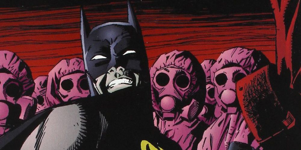Batman is surrounded by figures in hazmat suits in DC Comics