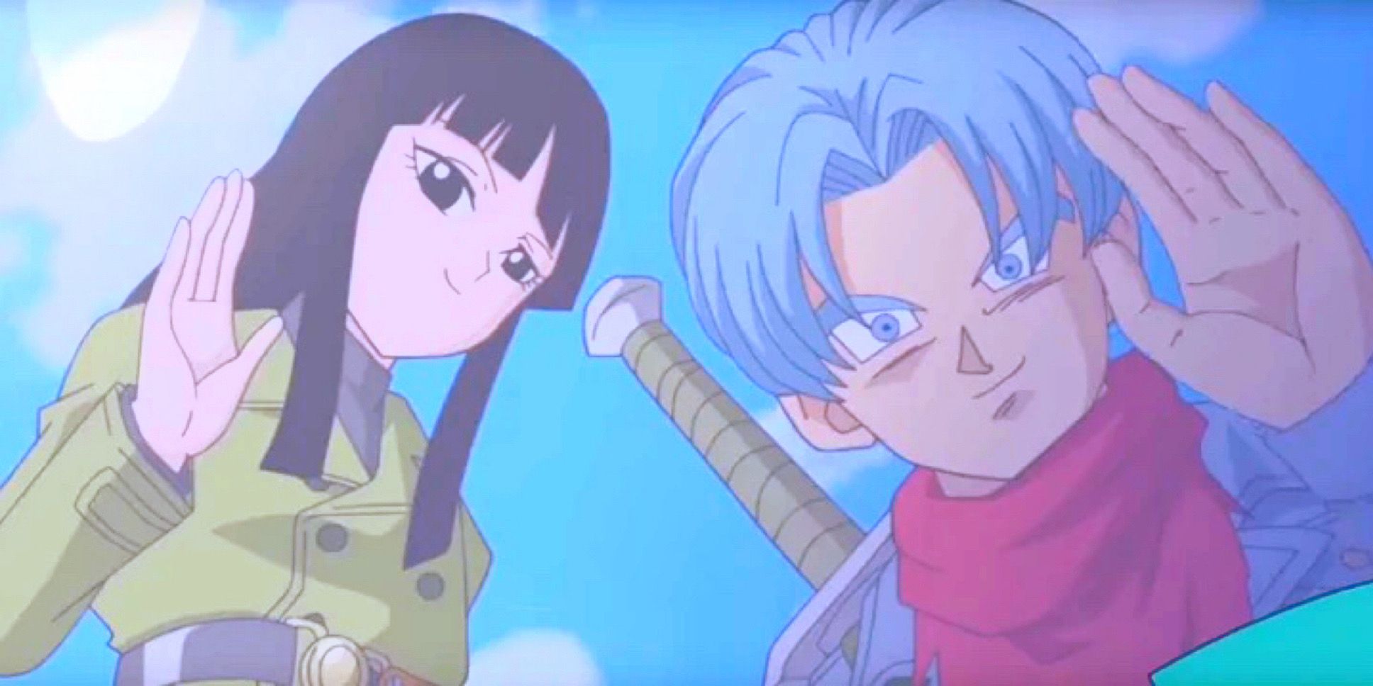 Future Trunks and Mai from Dragon Ball Super leave in the time capsule.